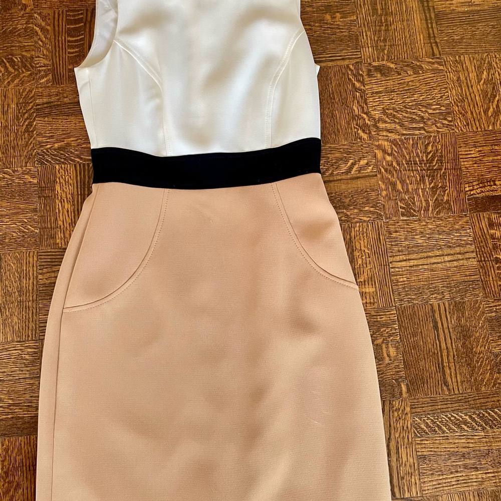 Tahari White and Tan Dress